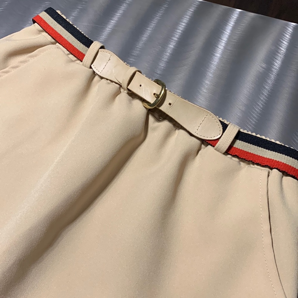 Vintage Nikki Khaki Belted A-Line Skirt Size 13/14
